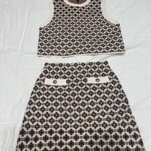 Maje Set: Geometric Patterned Top and Skirt
